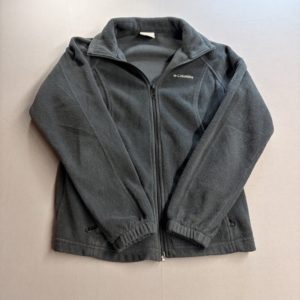 Columbia Womens Medium Gray Full Zip Fleece Jacket Outdoor Hiking